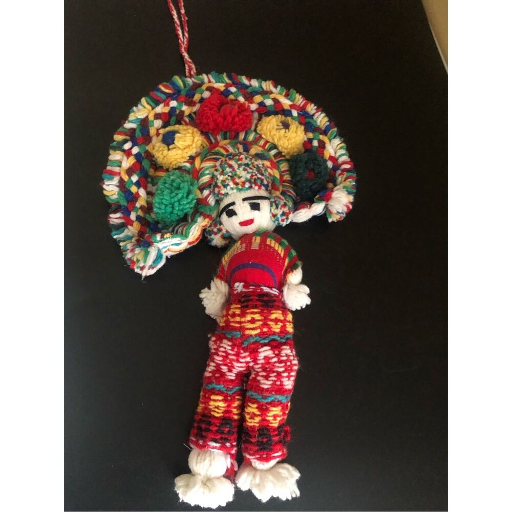 Vintage Handmade Yarn Doll Ornament Folk Art Hanging Decor 15